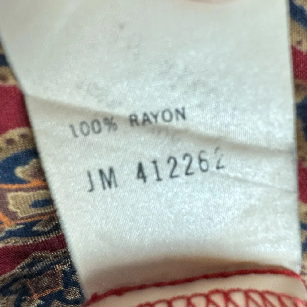 JH Collectibles Vintage 90s Top Womens Size 8 Rayon Union Made in USA Tile Print